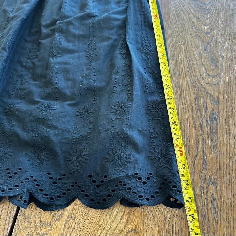 Mango Black Cotton Spaghetti Strap Midi Summer Spring Casual Dress Eyelet - Picture 6 of 14